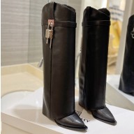 Givenchy Heel 8.5cm Shark Lock boots in smooth calfskin leather Stitching Brown 2023