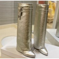 Givenchy Heel 8.5cm Shark Lock boots in metallized leather Silver 2023