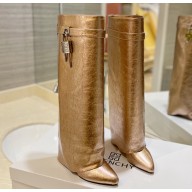 Givenchy Heel 8.5cm Shark Lock boots in metallized leather Gold 2023