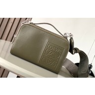 Loewe Mini Camera Crossbody bag in satin calfskin Dark Khaki Green