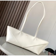 Loewe Cropped Puzzle Fold bag in shiny calfskin White