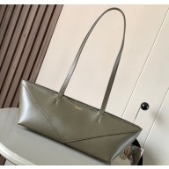 Loewe Cropped Puzzle Fold bag in shiny calfskin Dark Khaki Green