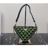 Prada Symbole leather and fabric mini bag 1BC176 Black/Green 2023