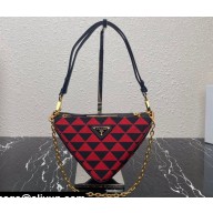 Prada Symbole leather and fabric mini bag 1BC176 Black/Red 2023