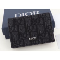 Dior Flap Card Holder in Black Dior Oblique Jacquard
