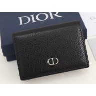 Dior Flap Card Holder in Black Grained Calfskin with CD Icon Signature