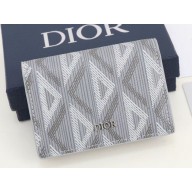 Dior Flap Card Holder in Gray CD Diamond Canvas