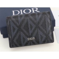 Dior Flap Card Holder in Black CD Diamond Canvas