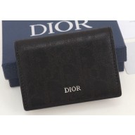 Dior Flap Card Holder in Black Dior Oblique Galaxy Calfskin