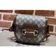 Gucci Horsebit 1955 mini rounded bag 760191 Beige and ebony GG Supreme