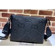 Gucci Jumbo GG leather medium messenger bag 696009 Black