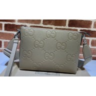 Gucci Jumbo GG leather medium messenger bag 696009 Gray