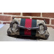Gucci Horsebit Chain small shoulder bag 764339 Beige and ebony GG Supreme