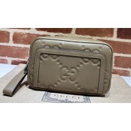 Gucci Jumbo GG leather pouch Bag 760224 Gray