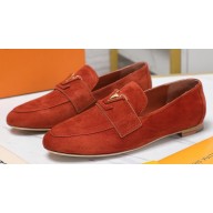 Louis Vuitton Suede calf leather LV Capri Loafers Caramel 2023