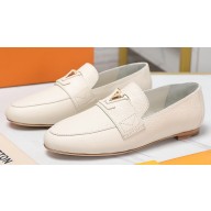 Louis Vuitton Grained calf leather LV Capri Loafers White 2023