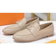 Louis Vuitton Grained calf leather LV Capri Loafers Beige 2023
