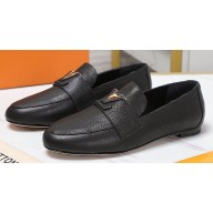 Louis Vuitton Grained calf leather LV Capri Loafers Black 2023