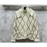 Chanel Coco Neige Cashmere & Silk Blouson P74369 White/Beige 2023