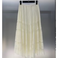 Dior Flared Mid-Length Skirt in Ecru Technical Cotton Lace with Allover Butterfly Motif 2023