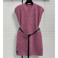 Louis Vuitton Felted Wool Knit Mini Dress 1AC3VE Rouge 2023