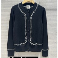 Hermes "Les Tambours" long-sleeve cardigan Black 2023