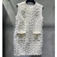 Chanel Fringe White Dress 2023