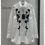 Prada White Holiday Shirt with Black Rose 2023