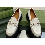 Gucci Women's loafer with Horsebit 764211 in Leather White 2023
