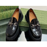 Gucci Women's loafer with Horsebit 764211 in Leather Black 2023