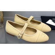 Chanel CC Logo Denim Mary Janes Beige 2023