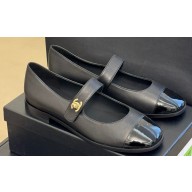 Chanel Lambskin and Patent Calfskin Mary Janes G45280 Black 2023