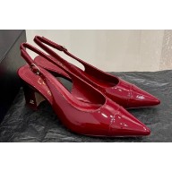 Chanel Patent Calfskin Slingbacks G45251 Dark Red 2023