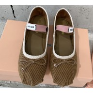 Miu Miu Corduroy ballerinas with bow 5F794D Cinnamon 2023