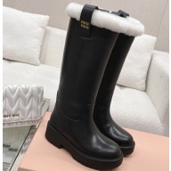 Miu Miu Shearling lining Fumé leather boots 5W971D Black 2023