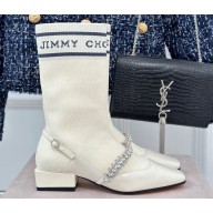 Jimmy Choo Heel 3cm Sock Knit Ankle Boots in White 2023