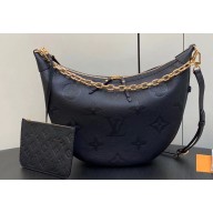Louis Vuitton Monogram Empreinte Leather Loop Hobo Bag M46725 Black 2023
