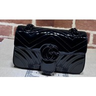 Gucci GG Marmont patent mini shoulder bag 446744 Black 2024