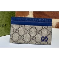 Gucci Card case with GG detail 768248 Beige/Blue