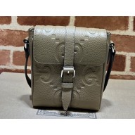 Gucci Jumbo GG small messenger bag 760235 leather Gray 2023