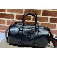 Gucci Small duffle bag with tonal Double G 725701 Leather Black 2023