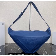 Prada Large leather Triangle bag 2VY007 Blue 2023