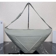 Prada Large leather Triangle bag 2VY007 Gray 2023