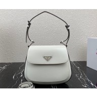 Prada Cleo brushed leather shoulder bag with flap 1BD316 White 2023