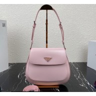 Prada Cleo brushed leather shoulder bag with flap 1BD316 Pink 2023
