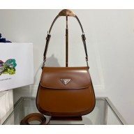 Prada Cleo brushed leather shoulder bag with flap 1BD316 Brown 2023