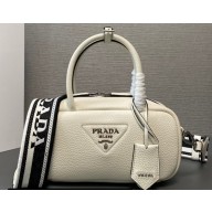 Prada Leather top-handle bag 1BB102 White 2023