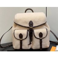 Louis Vuitton LV Ski Shearling Backpack Bag M23384 Cream/Brown 2023