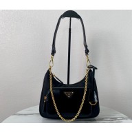 Prada Re-Nylon and brushed leather mini-bag 1BC198 Black 2023