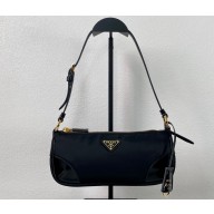 Prada Re-Edition 2002 Re-Nylon and brushed leather shoulder bag 1BC201 Black 2023
